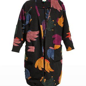 Farm Rio Banangola tropical banana motif fleece cardigan sweater